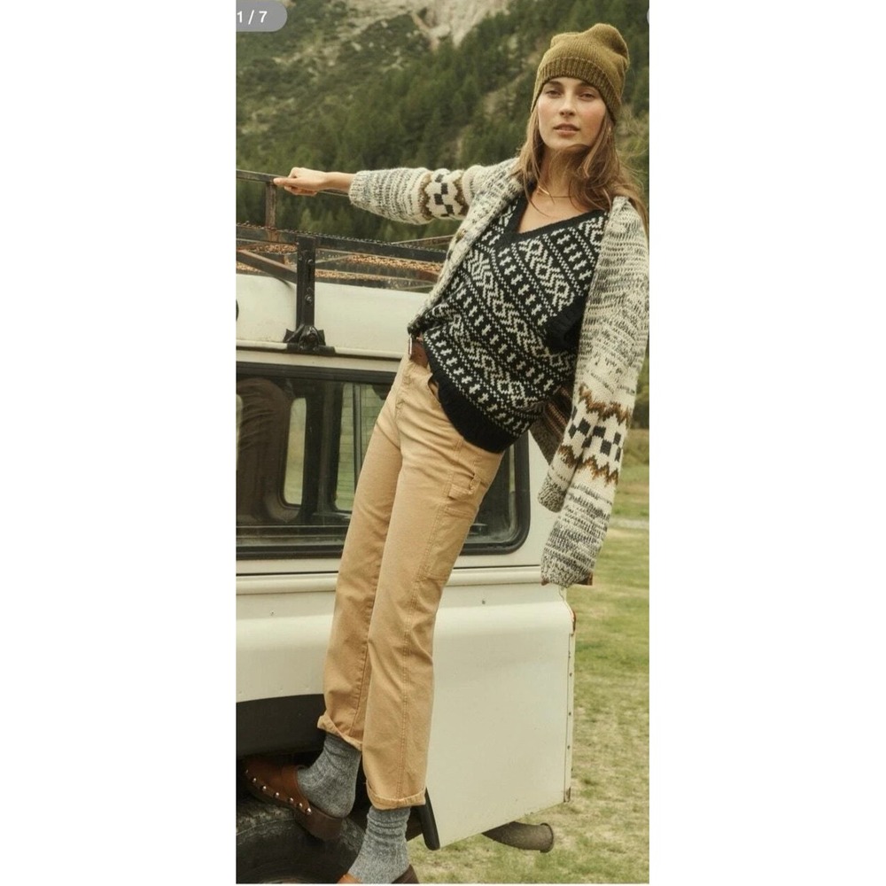 The Great sweater vest Oversized SZ 3/M Geo Fair Isle Alpaca Southwestern Boho